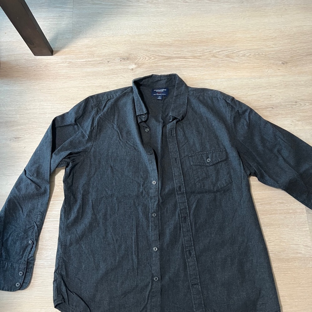 American Eagle Outfitters Charcoal Slim Fit Shirt